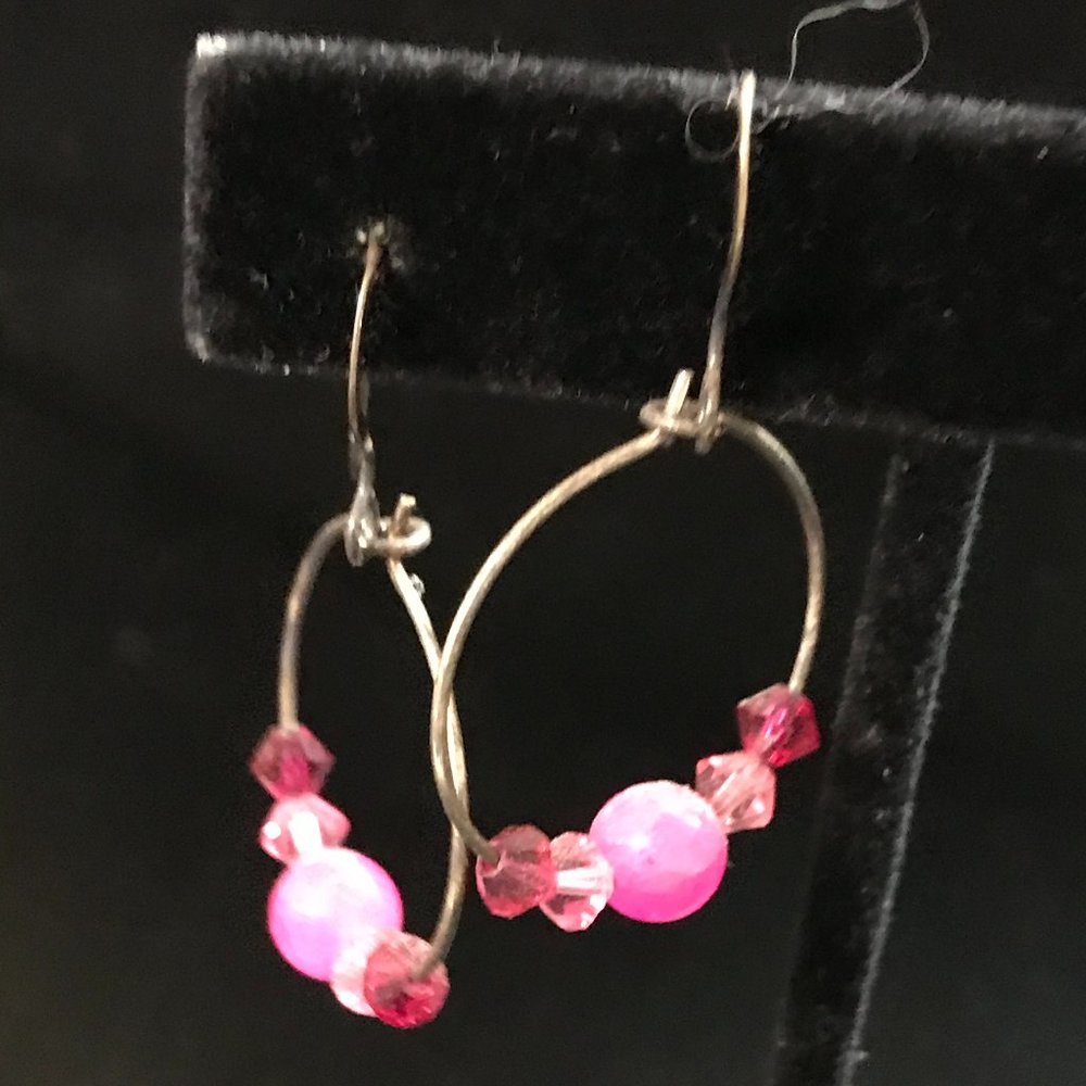 Plum quartz Hoop Earrings with Swarovski